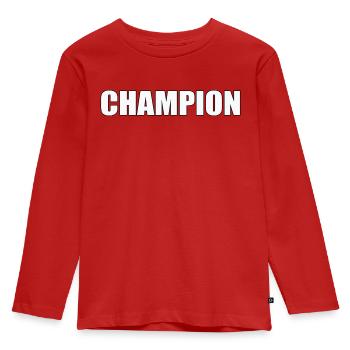 Champion - Kids' Premium Longsleeve Shirt - red - Front - AI Model Kid Female (0cm)
