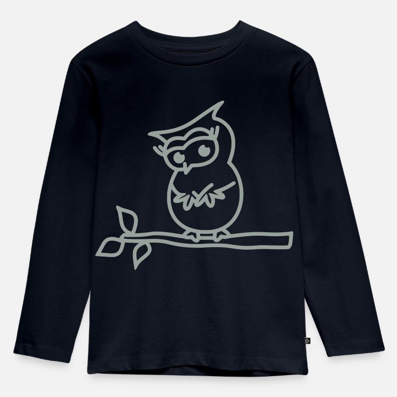 Süße Eule - Kinder Premium Bio Langarmshirt - Navy
