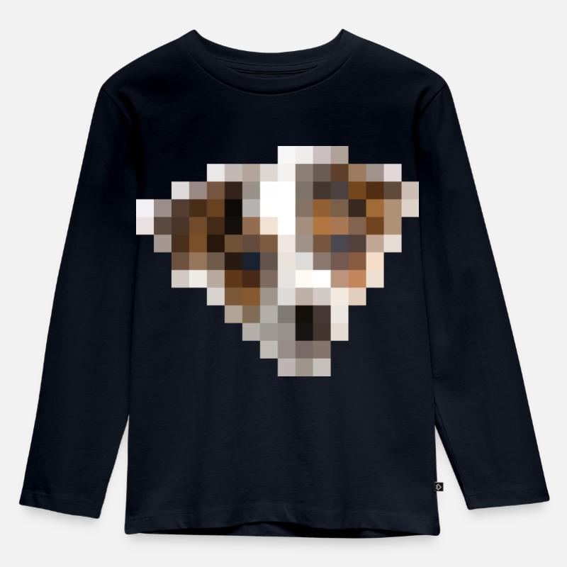 Jack Russell Terrier - 16x16 Pixel - aus der Ferne - Kinder Premium Bio Langarmshirt - Navy