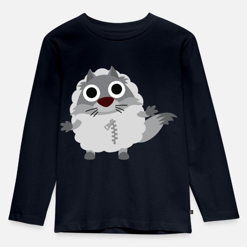 Wolf - Kinder Premium Bio Langarmshirt - Navy