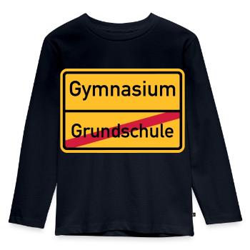 Gymnasium - Kinder Premium Bio Langarmshirt - Navy - Vorne - AI Model Kid Female (0cm)