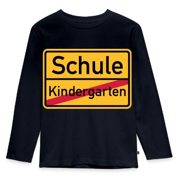 Schule - Kinder Premium Bio Langarmshirt - Navy - Vorne - AI Model Kid Female (0cm)