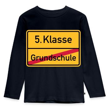 5. Klasse - Kinder Premium Bio Langarmshirt - Navy - Vorne - AI Model Kid Female (0cm)