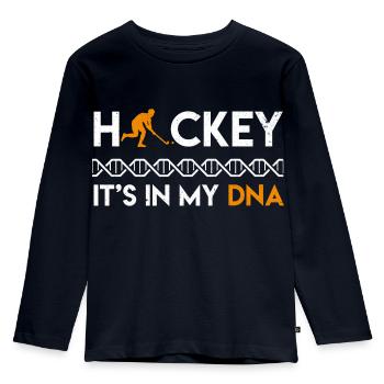 THEN field field hockey gift field field hockey player gifts - Kids' Premium Longsleeve Shirt - navy - Front - AI Model Kid Female (0cm)