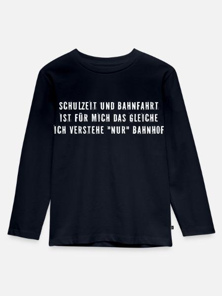 Schulzeit und Bahnfahrt - Kinder Premium Bio Langarmshirt - Navy