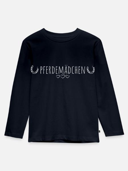 Pferdemädchen - Kinder Premium Bio Langarmshirt - Navy