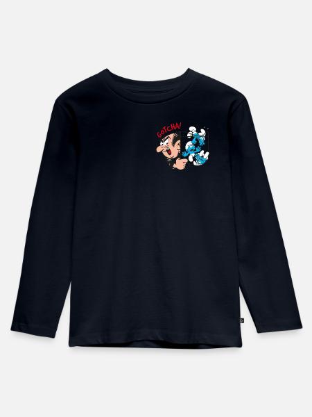 Die Schlümpfe Gargamel Gotcha - Kinder Premium Bio Langarmshirt - Navy