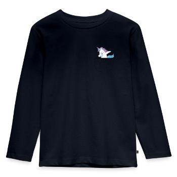 Einhorn in der Tasche - Kinder Premium Bio Langarmshirt - Navy - Vorne - AI Model Kid Female (0cm)