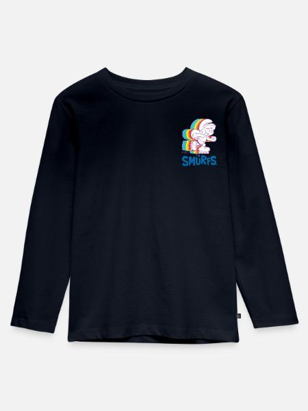 Schlümpfe Design Schlumpfine Auf Rollschuhen - Kinder Premium Bio Langarmshirt - Navy