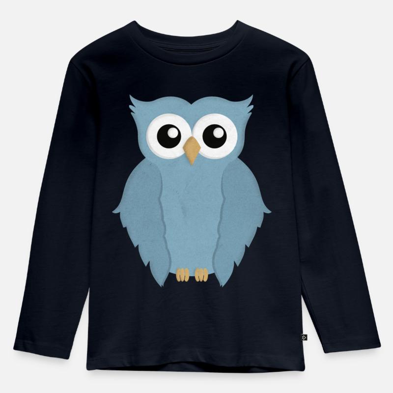 Eule - Kinder Premium Bio Langarmshirt - Navy