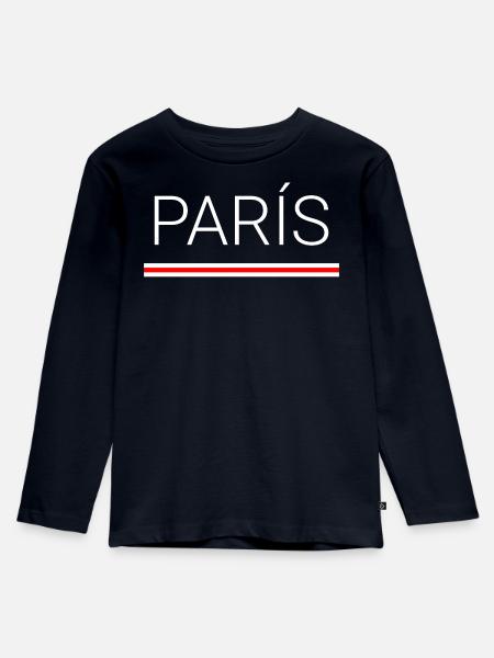 Paris (Paris) - Kinder Premium Bio Langarmshirt - Navy