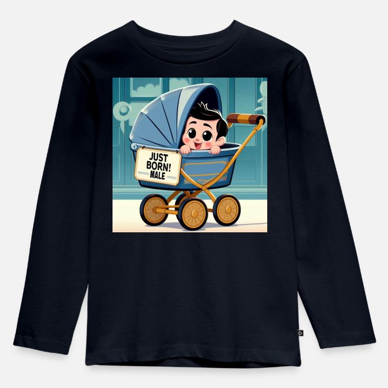 Gerade geborener Junge - Kinder Premium Bio Langarmshirt - Navy
