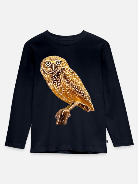 Die Eule die Eule - Kinder Premium Bio Langarmshirt - Navy