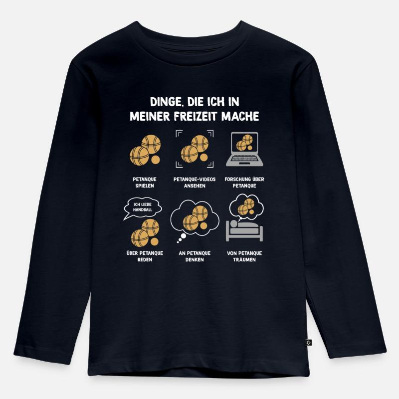 Meine Freizeit v2 8 Petanque - Kinder Premium Bio Langarmshirt - Navy