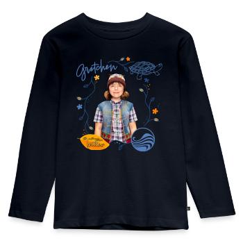 "Ein Mädchen Namens Willow" Gretchen & Schildkröte - Kinder Premium Bio Langarmshirt - Navy - Vorne - AI Model Kid Female (0cm)