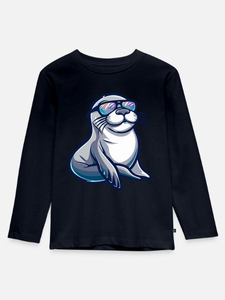 Robbe Tier Tier - Kinder Premium Bio Langarmshirt - Navy