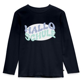Hallo Schule 1 - Kinder Premium Bio Langarmshirt - Navy - Vorne - AI Model Kid Female (0cm)
