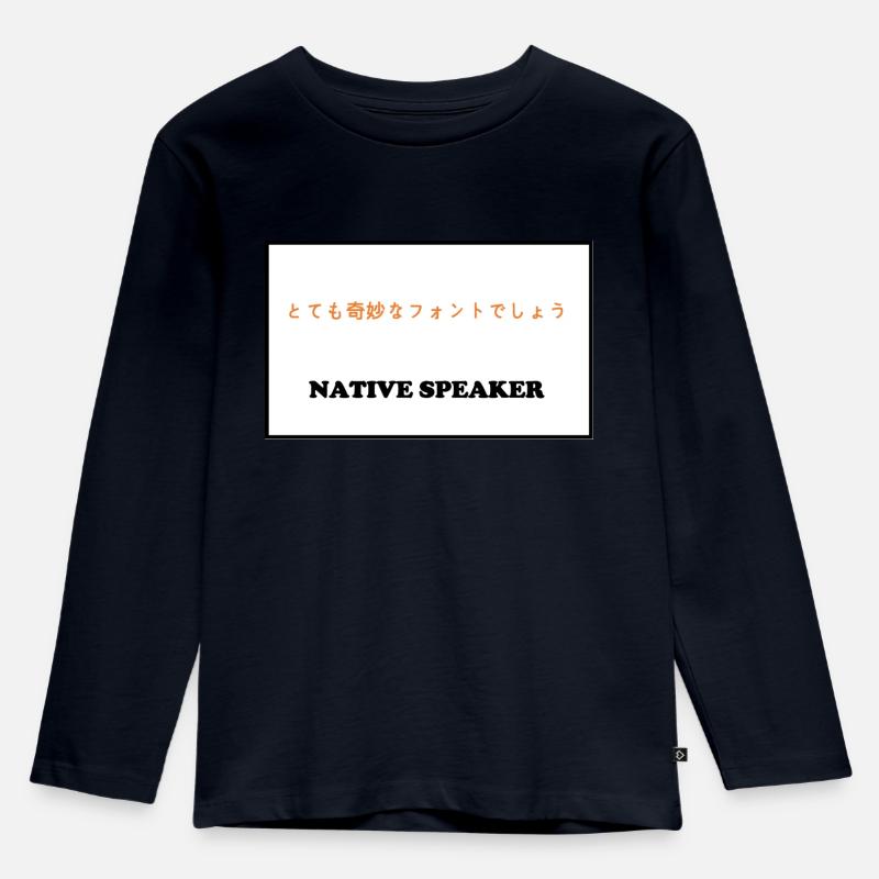 Native Speaker, japanisch - Kinder Premium Bio Langarmshirt - Navy