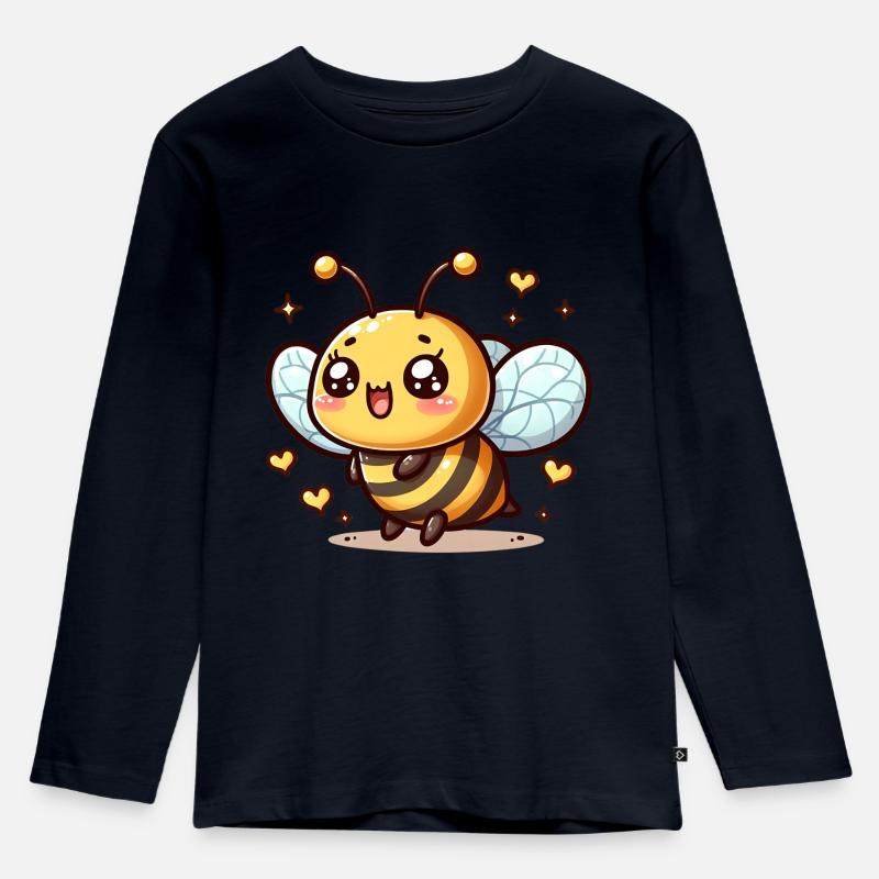 Biene - Kinder Premium Bio Langarmshirt - Navy