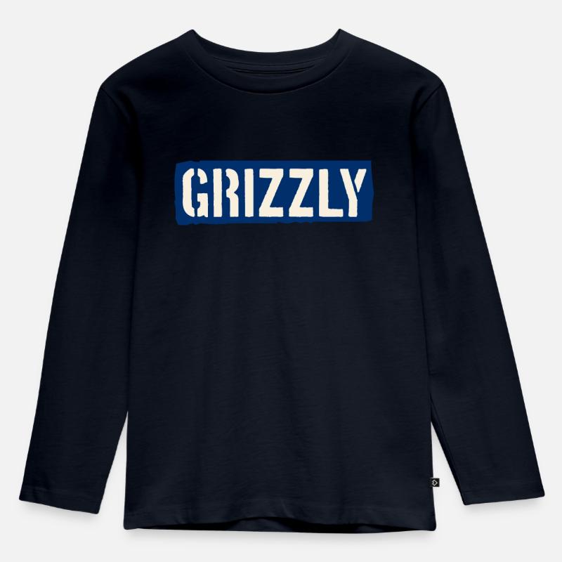 Grizzly Bär Slogan - Kinder Premium Bio Langarmshirt - Navy
