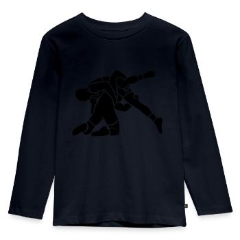 wrestling throw - Kids' Premium Longsleeve Shirt - navy - Front - AI Model Kid Female (0cm)