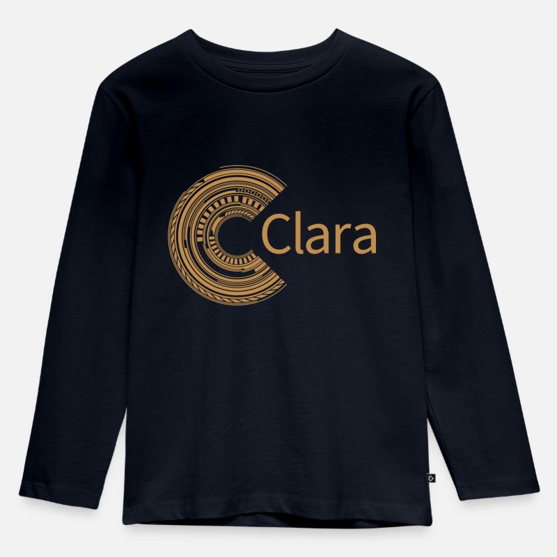 Für Clara - Kinder Premium Bio Langarmshirt - Navy