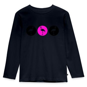 flamingos design 2 - Kinder Premium Bio Langarmshirt - Navy - Vorne - AI Model Kid Female (0cm)