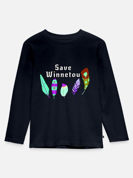 save winnetou,winnetou,federn,illustration - Kinder Premium Bio Langarmshirt - Navy