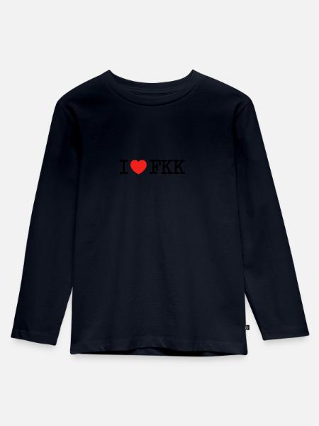 I love FKK - Kinder Premium Bio Langarmshirt - Navy