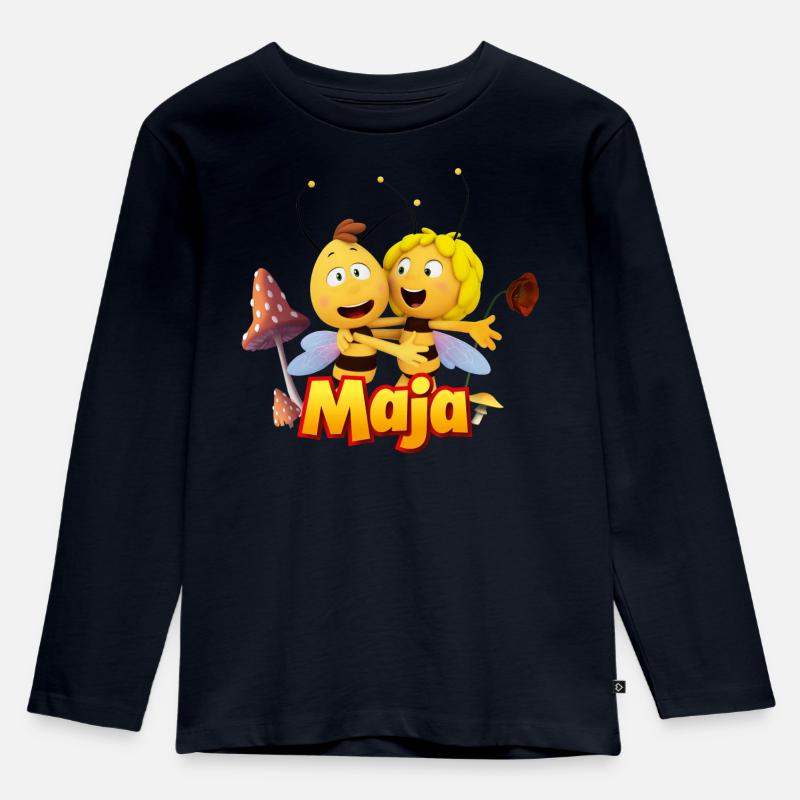 Biene Maja Freundschaft Mit Willi - Kinder Premium Bio Langarmshirt - Navy