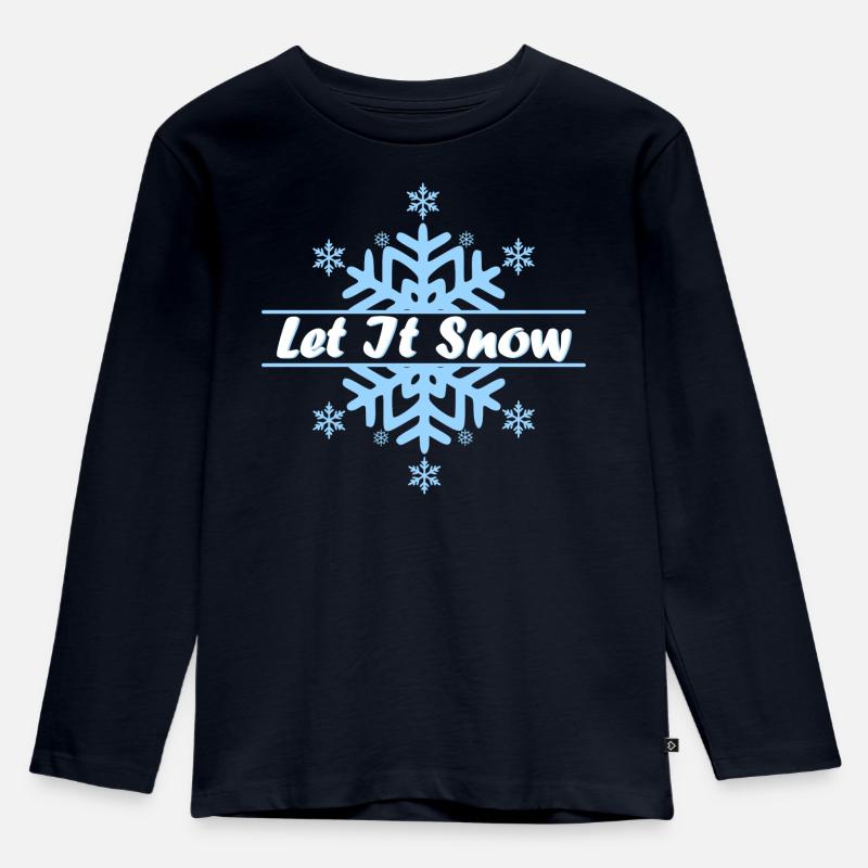Schneeflöckchen-Let it Snow - Kinder Premium Bio Langarmshirt - Navy