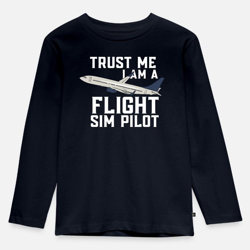 Tust me I am a flight sim pilot Flugsimulator - Kinder Premium Bio Langarmshirt - Navy