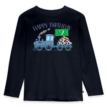Kinderzug Eisenbahn Happy Birthday Fußball 9 - Kinder Premium Bio Langarmshirt - Navy - Vorne - AI Model Kid Female (0cm)