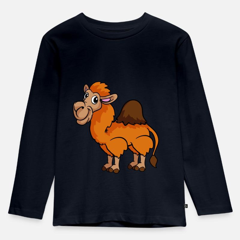 Kamel Dromedar - Kinder Premium Bio Langarmshirt - Navy