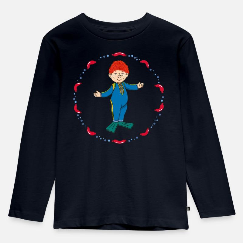 Das Sams Sams Jongliert Mit Würstchen - Kinder Premium Bio Langarmshirt - Navy