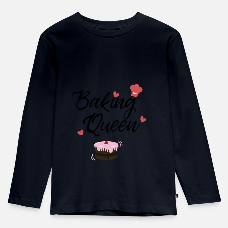 Backen Königin Bäckerin Kuchen Geschenk idee Torte - Kinder Premium Bio Langarmshirt - Navy