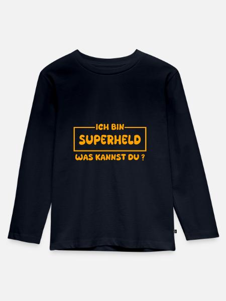 Superheld - Kinder Premium Bio Langarmshirt - Navy
