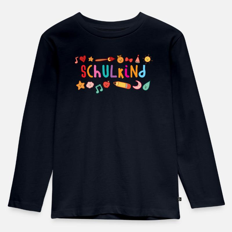 Schulkind Einschulung Schulbeginn - Kinder Premium Bio Langarmshirt - Navy