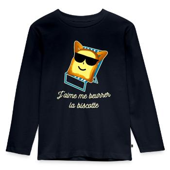 OSS 117 messages drôles - T-shirt manches longues Premium Enfant - bleu marine - Devant - AI Model Kid Female (0cm)