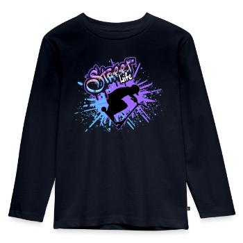scooter street life - Kinder Premium Bio Langarmshirt - Navy - Vorne - AI Model Kid Female (0cm)