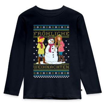 Bibi und Tina Zauberhafte Weihnachten Ugly Xmas - Kinder Premium Bio Langarmshirt - Navy - Vorne - AI Model Kid Female (0cm)