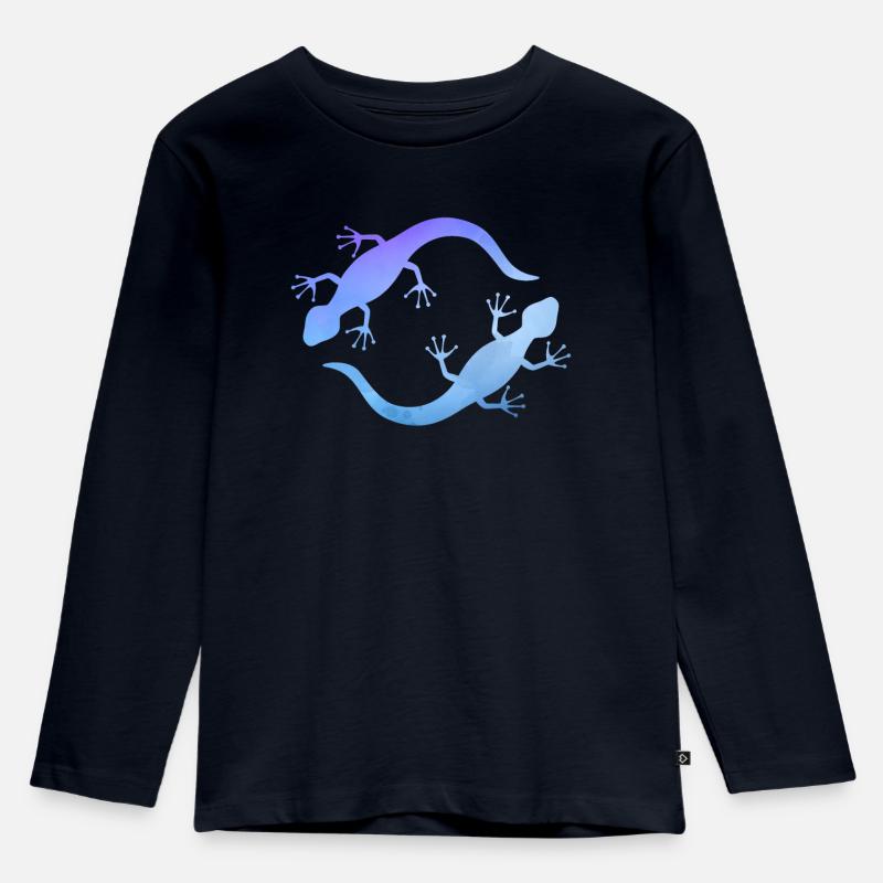 Blaue Echsen - Kinder Premium Bio Langarmshirt - Navy