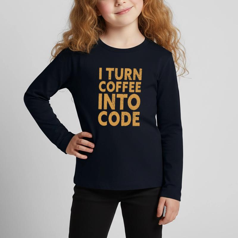 I Turn Coffee Into Code - Programmer Software Kinder Premium Bio Langarmshirt