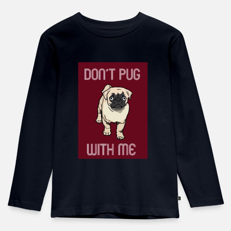 Hund Mops pug - Kinder Premium Bio Langarmshirt - Navy