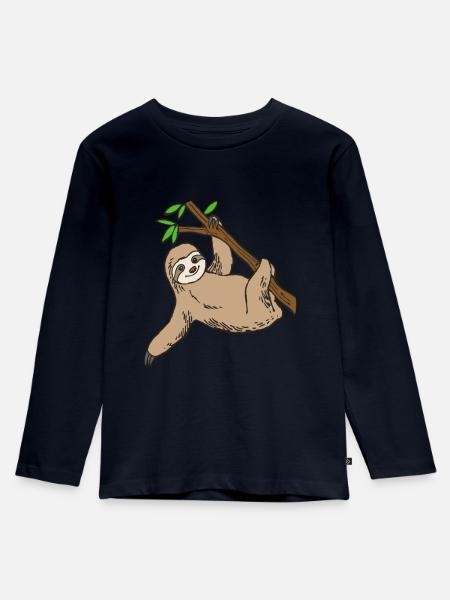 Faultier - Kinder Premium Bio Langarmshirt - Navy