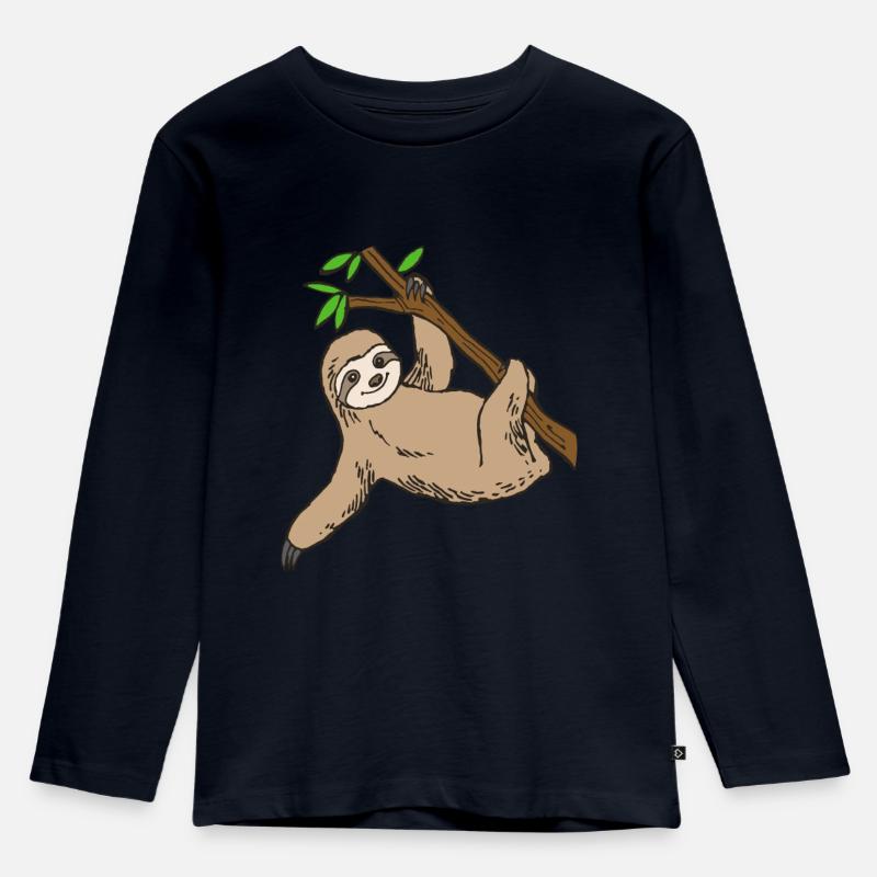 Faultier - Kinder Premium Bio Langarmshirt - Navy