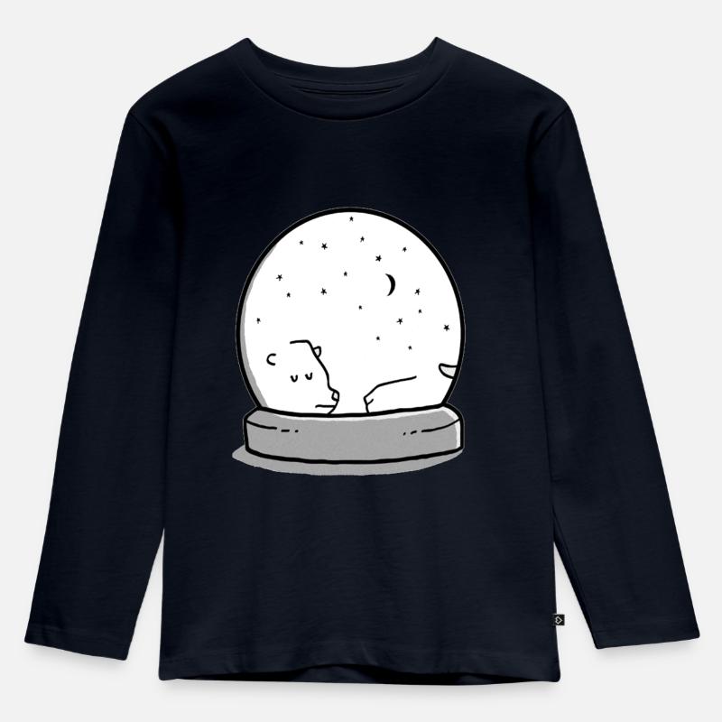 Schlafender Eisbär - Kinder Premium Bio Langarmshirt - Navy