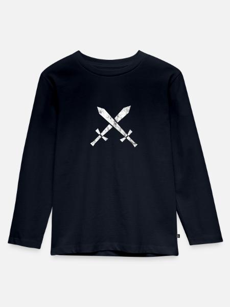 Schwerter Mittelalter - Kinder Premium Bio Langarmshirt - Navy