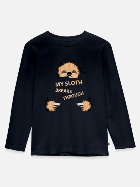 Mein Faultier - Kinder Premium Bio Langarmshirt - Navy