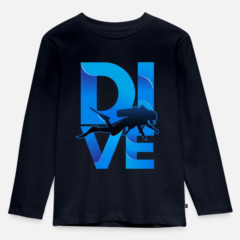 Tauchen - Kinder Premium Bio Langarmshirt - Navy